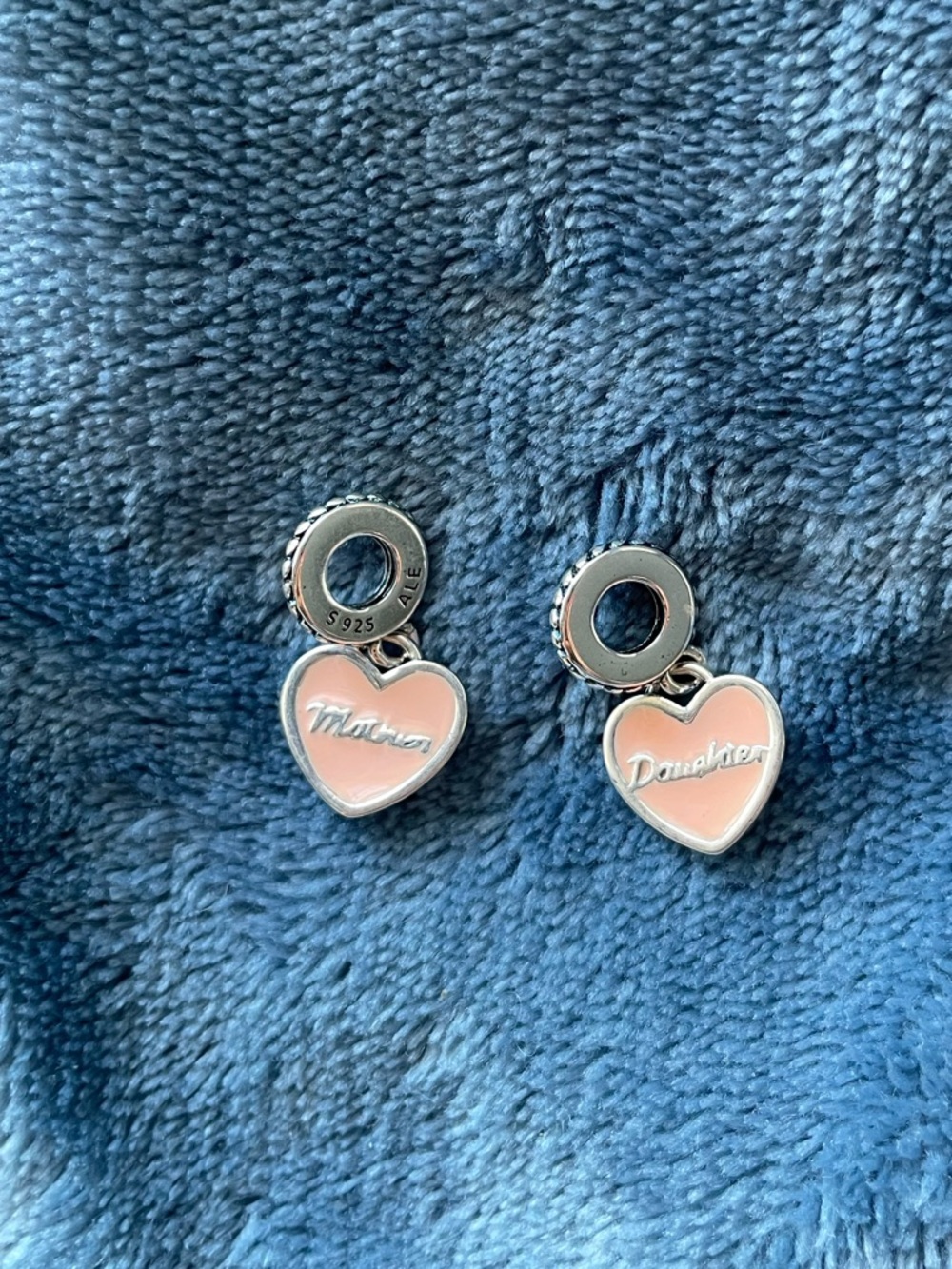 Pandora Pink Heart Mother Daughter Dangle Charms
